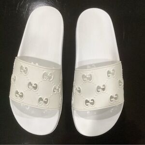 Gucci rubber GG white jelly slides size 10,with box. A gift/Never worn.